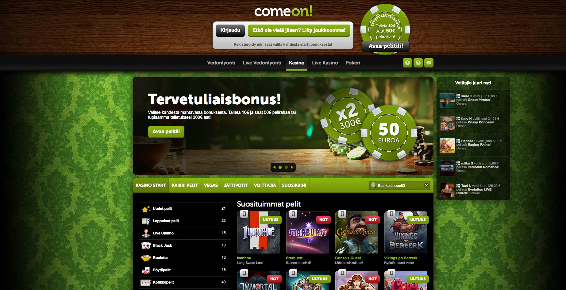 ComeOn Casino 2024 Bonus Arvostelu Ja Kokemuksia   Comeon Casino 